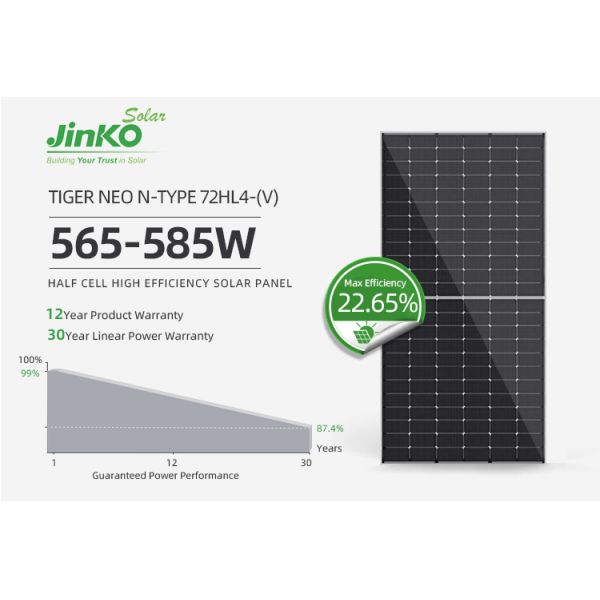 565-585 Watt Mono-facial Module N-Type 570w jinko Solar tiger Neo N-type Solar Panel