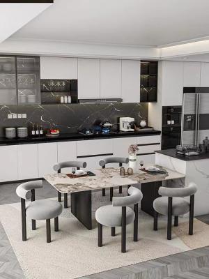 Elegant Fusion Stainless Steel Marble Dining Table Round Marble Dining Table Set For 8 Seater