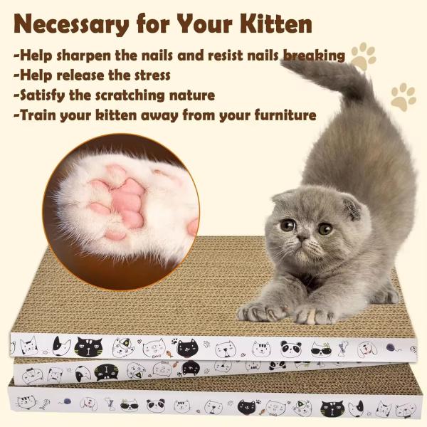 Cardboard Cat Scratcher Pad Durable for Indoor Cats Kitten Reversible Cat Scratching Board to Protect the Furniture