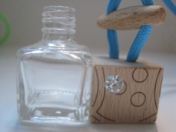 8ml square glass perfume bottle with strings for hanging in car ,home,restroom.