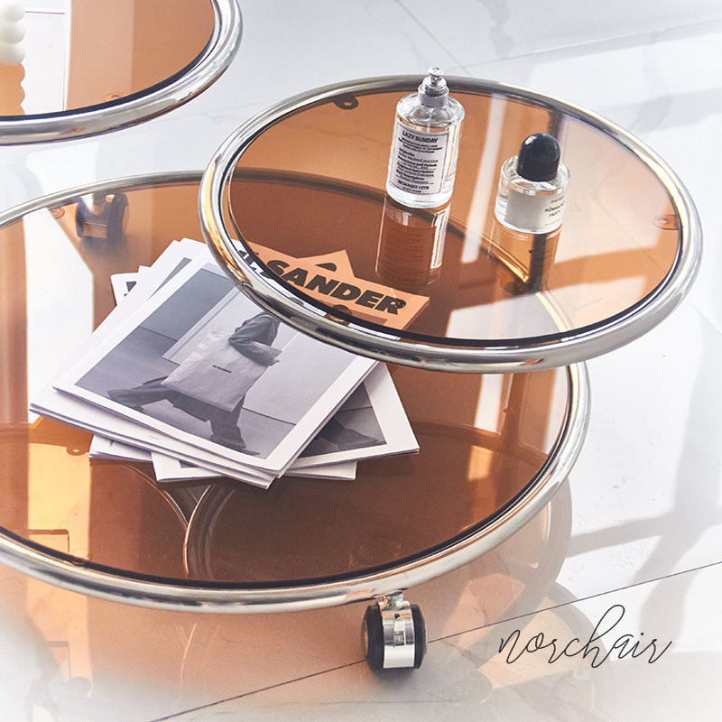 Modern EUROPEAN Design Glass Top Coffee Table with Rotating Function and PU Leather Cover