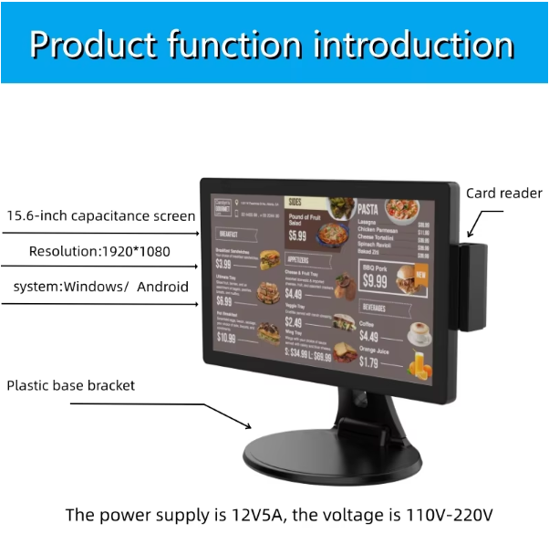 POS Touch Screen Cash Register Machine All-in-One Android System Suitable for Restaurants