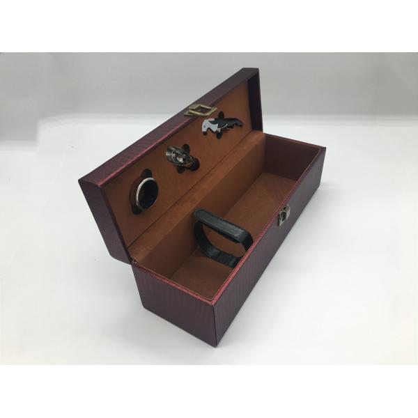 Custom PU Leather Luxury Bottle Packaging / Single Wine Box Hot Stamp Finishing