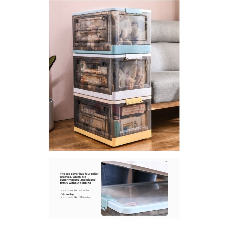 Large Capacity Foldable Storage Box Plastic Acrylic Book Bin Durable Transparent Snack Toy Organizer Collapsible Crate