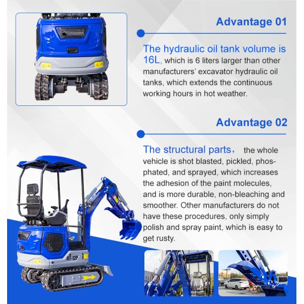 HT-12P 1.2ton Mini Excavator with Kubota Z482 Engine and Full Hydraulic Control