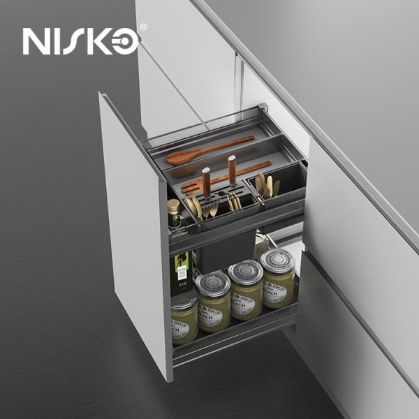 Organizador de cubiertos de cocina multiusos con 2 estantes para botellas de condimentos