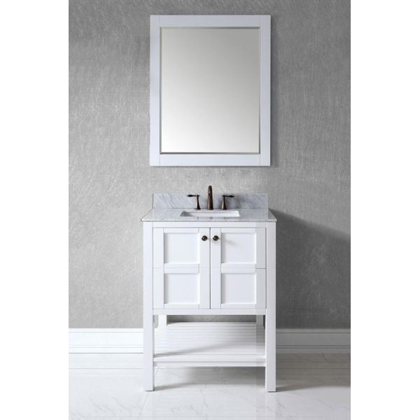 Modern Bathroom Vanity with Solid Wood Frame and Carrara Marble Countertop Vanity Combo