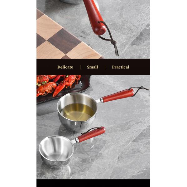 New Arrival Cooking Pot 18/8 Stainless Steel Frying Egg Pot Pan Cooking Pan Spilled Oil Pot With Wooden Handle