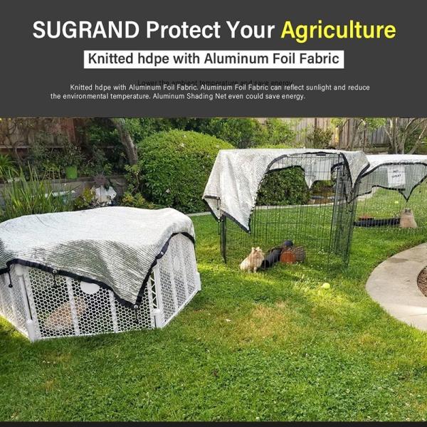 Outdoor Shading Net Agriculture Metal Aluminum Foil Shade Sails & Enclosure Nets for Parking Garden with Silver Eyelet