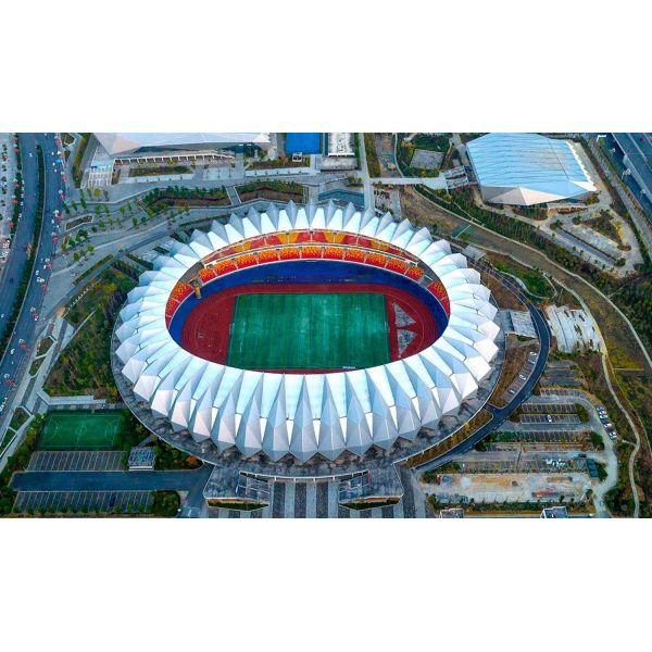Large span PTFE membrane structure for public and commercial buildings