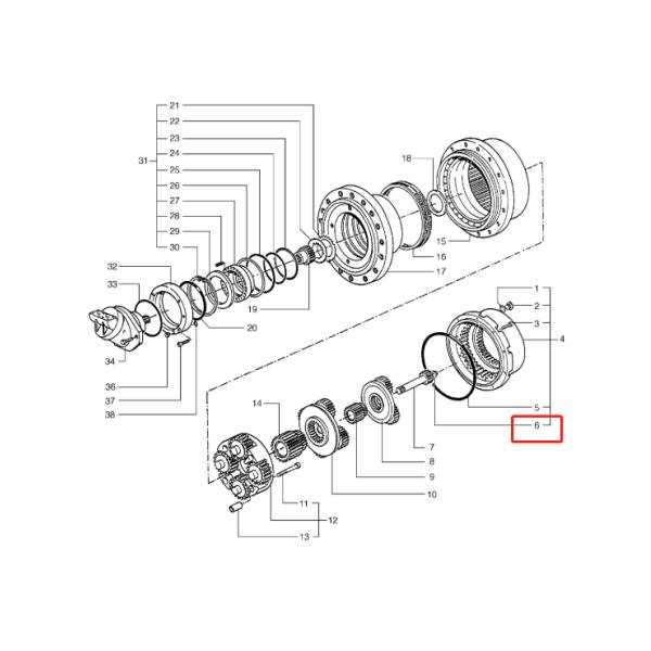 Части планетарной шестерни DX470 720968010 Doosan солнечные 450 237179021 скрепляют болтами крышку