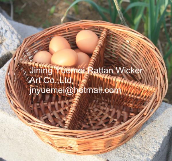 2016 new round shape wicker makeup storage basket 4 partitions