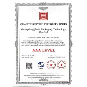 Guangdong Jiaxin packaging technology co., ltd Certifications