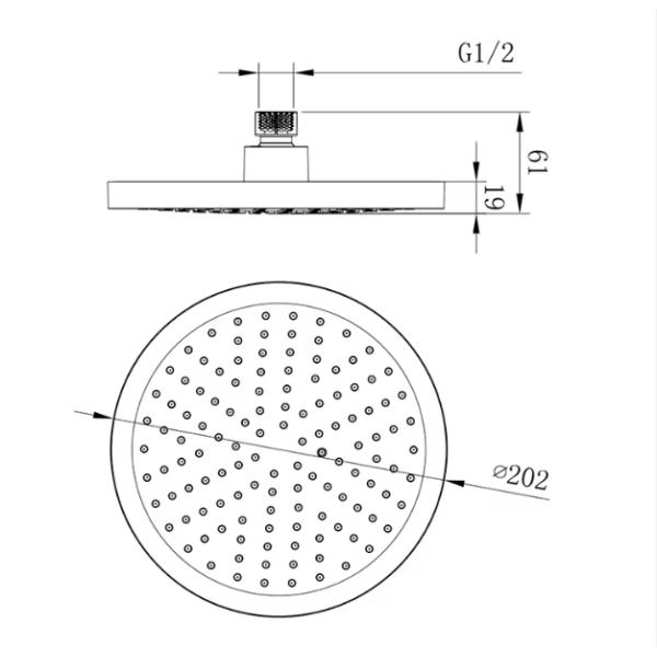 Exposed Shower Faucet without Slide Bar 8 Inch Luxury ABS Plastic Rain Shower Head