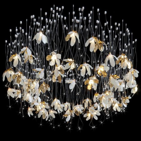 Modern Custom Flower LED Chandelier Light Decorative Wedding Villa Stair Project