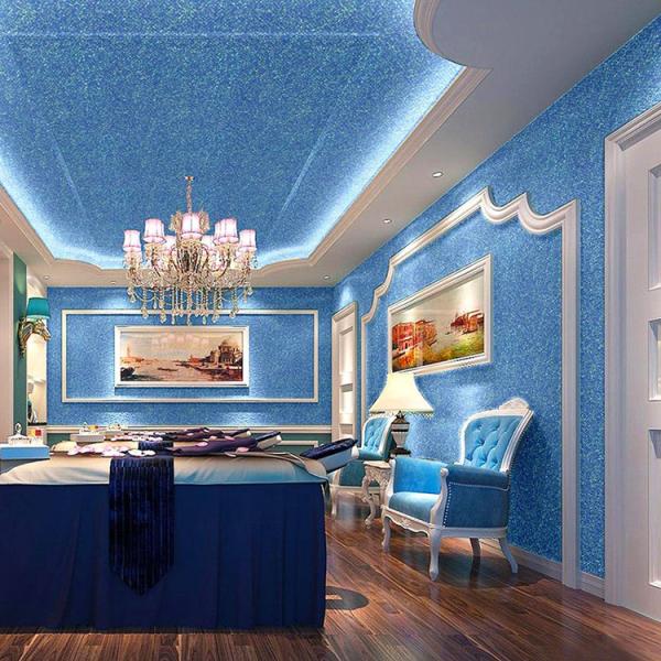 Wallpaper 50m/Roll Fireproof Glitter Faux Leather Fabric