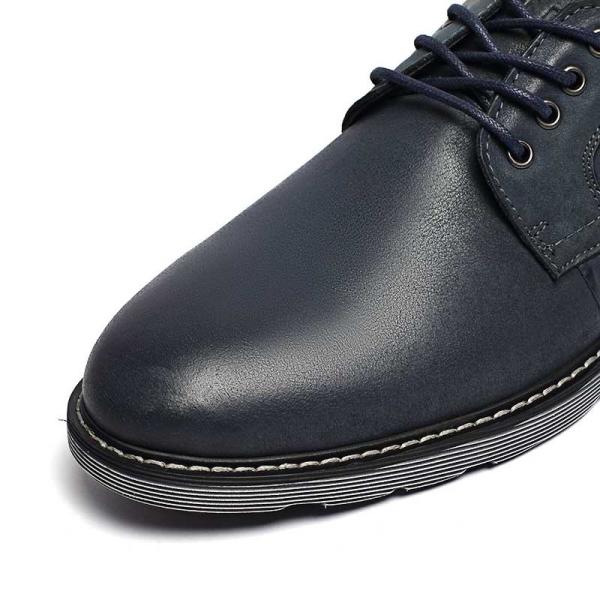 Navy Mens Breathable Leather Shoes Antiodor Antiskid
