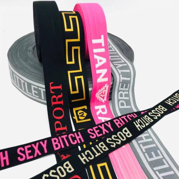 Custom Jacquard Logo Colorful Jacquard Nylon Polyester Elastic Woven Webbing Strap For backpack or underwear