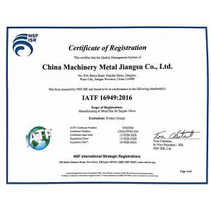 China Machinery Metal Jiangsu Co., Ltd. Сертификации