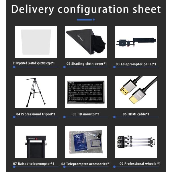 2 мм стеклянная рамка Teleprompter Kit для 24-дюймовой студии вещания и 10-30 футов расстояние