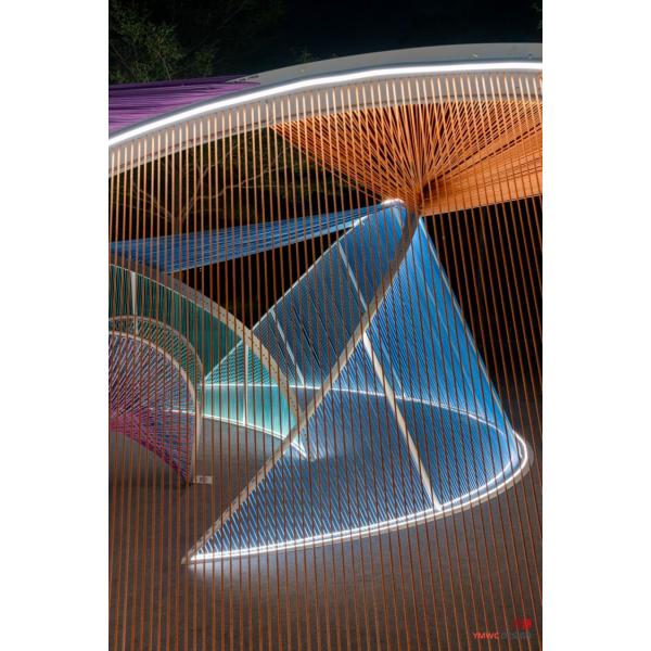 Artistic Installation Theme Stainless Steel Revolving Structure Interactive Light Art