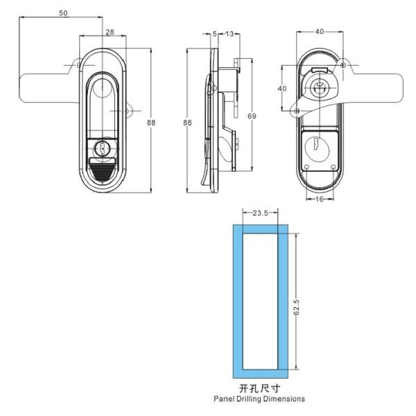 AB303 lock use for steel cabinet, panel electrical cabinet lock Small button plane lock
