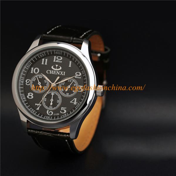010B Fashion Jewelry Wholesale Stainless Steel Watches Leather Band Quartz Analog Watches