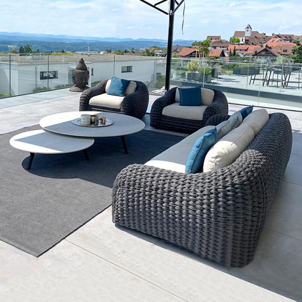 Backyard Patio Furniture Garden Set with Private Villa Garden Sofa in Rope Woven Design