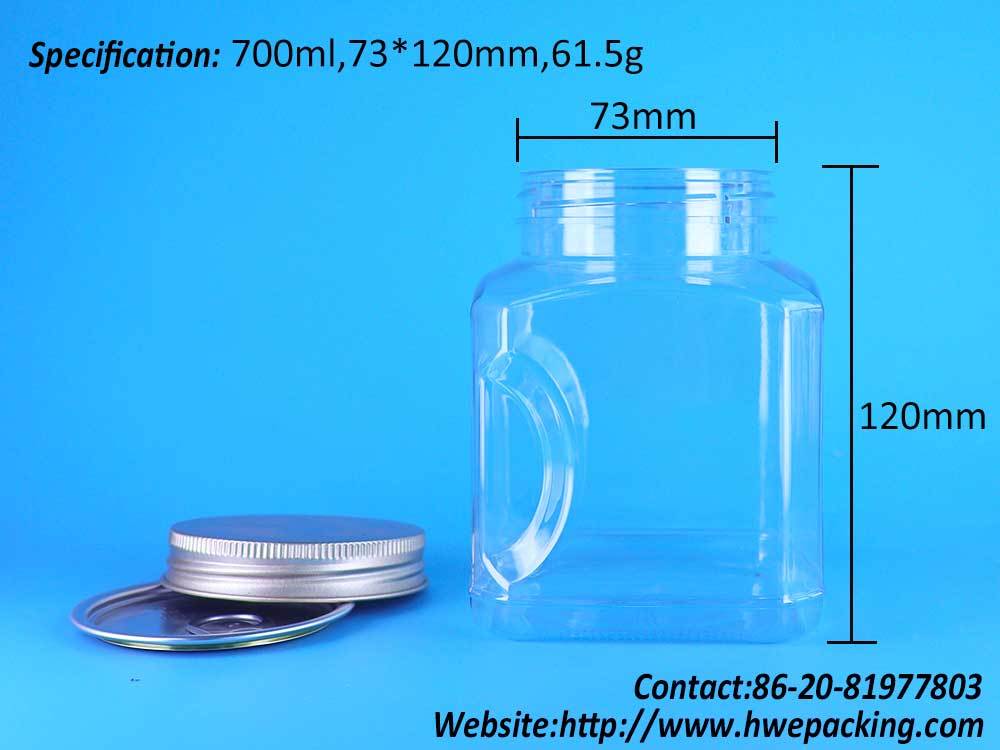 Wholesale ODM Food Grade Plastic Square Jar For Loose Leaf Tea Packaging Clear PET Jar Factory