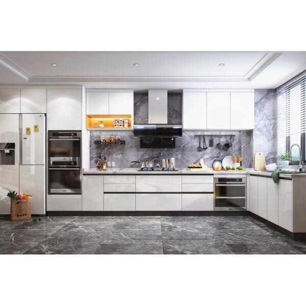High Gloss OEM Furniture Modular Lacquer Kitchen Cabinets With Marble