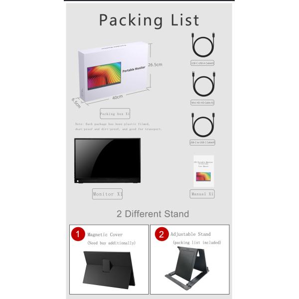 13.3 Inch Touchscreen Portable Monitor , USB C Portable Gaming Monitor with Desktop Stand for Laptop Computer Phone Second/Extend Screen