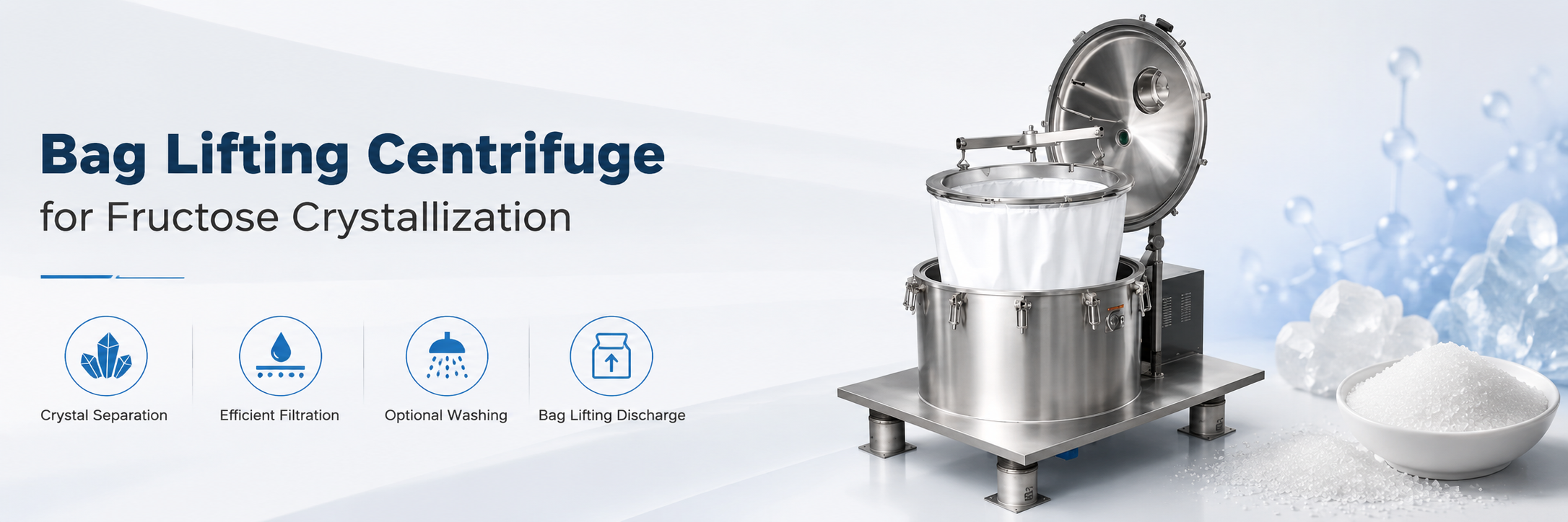Bag Lifting Centrifuge for Fructose Crystallization