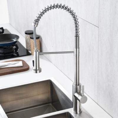 O torneira da cozinha de sem toque da bobina da mola com puxa para baixo o pulverizador