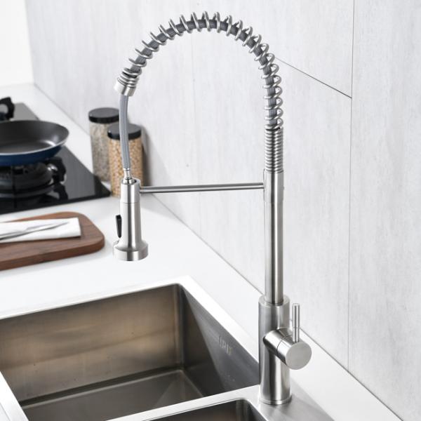 IPX5 Spring Coil Kitchen Faucet Kitchen Mixer Tap With Extendable Spray