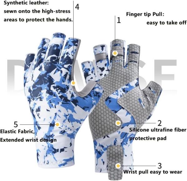 Fishing Gloves With Sun Protection, Uv Protection Silicone Anti-Slip Comfortable And Breathable Fishing Gloves