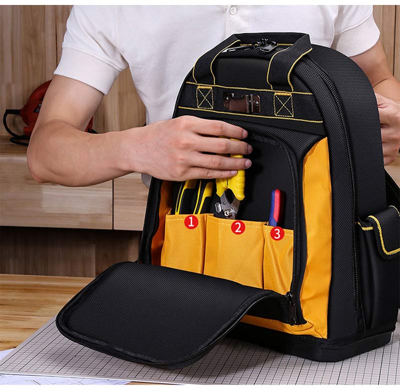 Latest Design Multi-Purpose Functional Durable Hard Base Custom Heavy Duty  Electricians Tool Bag Backpack
