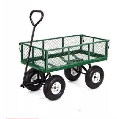 Mesh Sides Steel Heavy Duty Yard Wagon Convenient For Industrial And Shopping