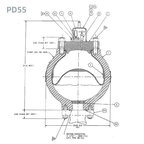 PD45/PD55 Pulsation Dampener for Oilwell Drilling Triplex Mud Pump