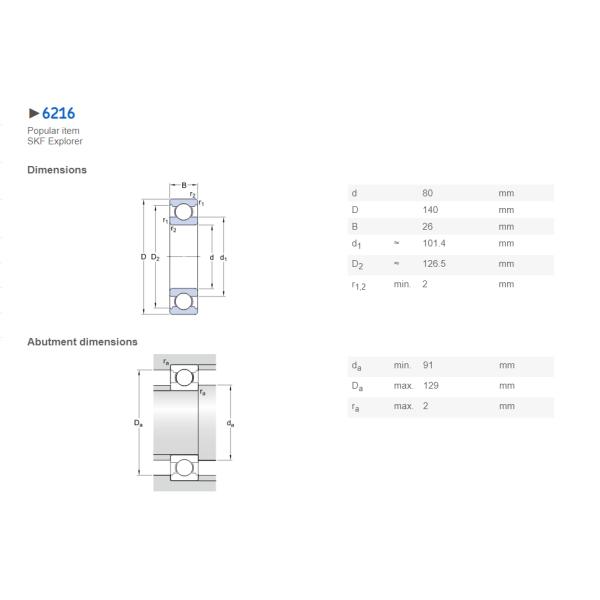 High Tolerance Level Stainless Steel Ball Bearings 6216 ISO 9001 Approved