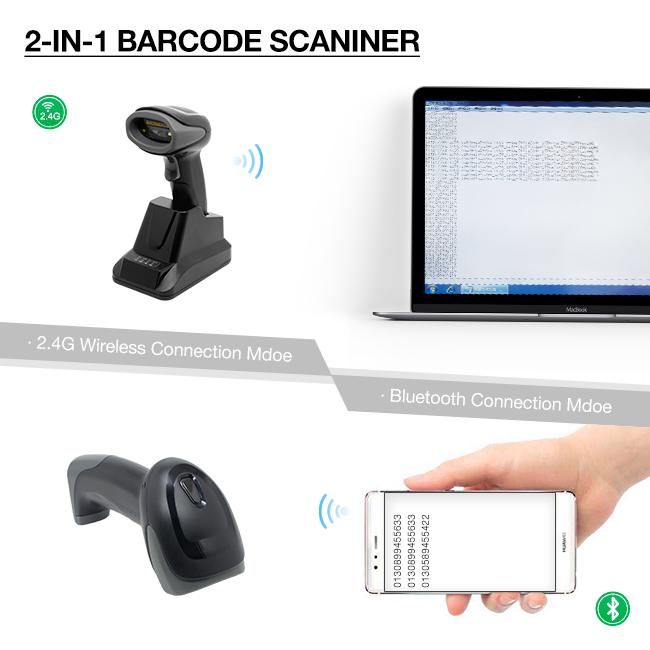 Блок развертки штрихкода ПК 1D 2D 2.4Ghz Bluetooth QR ABS с памятью