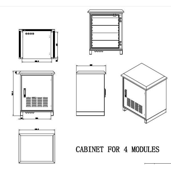 Cerco exterior de aço do poder IP55 640 x 525 x 800 milímetros, armários exteriores do equipamento de telecomunicações