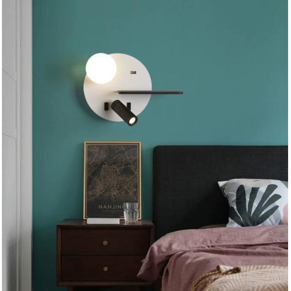Bedside reading wall lamp acrylic ball USB wireless charger bedroom bed board light living Bedhead wall light for hotel