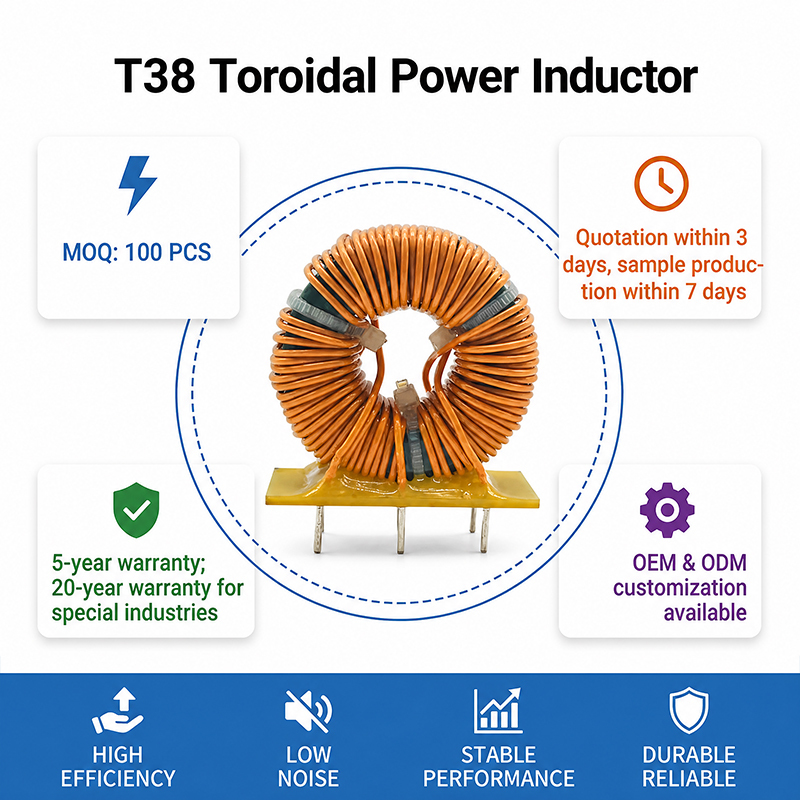Stable Heavy Duty T38 Toroidal Inductor Efficient Vertical Base Choke Coil