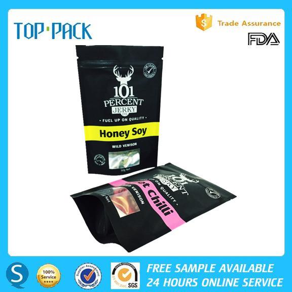 OEM Food Grade Clear Window Front Food Packaging Pouches With Zipper
