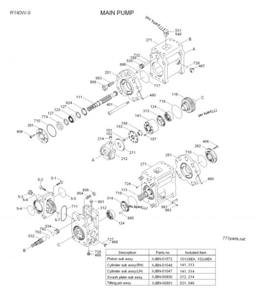 Pièces pour excavatrice Pièces de pompe principale hydraulique 31Q4-15020 Pour Hyundai R150W-9 R140W-9