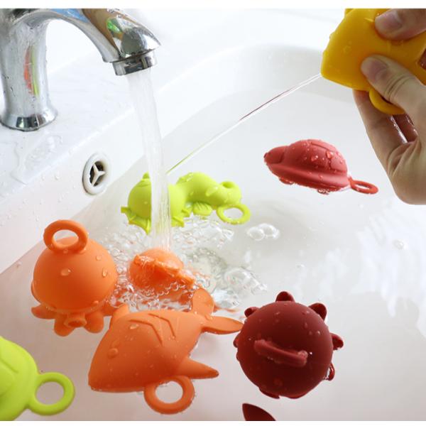 Jouets de bain flottants en silicone pour enfants, sans BPA, qualité alimentaire