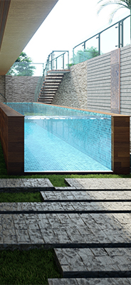 Балконный сад Апуол Бесконечный бассейн в прозрачном полиэстерном пластмассе