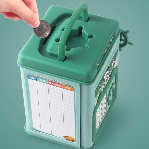 kids educational financial customs atm password put credit cards piggy bank blue color mini electronic safe