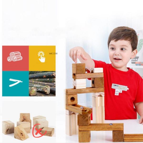 60pcs Wooden Marble Track Assembly Building Blocks Ball Puzzle Children Educational Toys Kids Gift