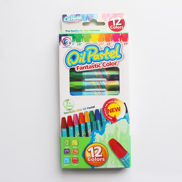 Wholesale Fantastic Color Triangle Oil Pastel Set-12 Colors Plastic Packaging Kids Drawing Supplies